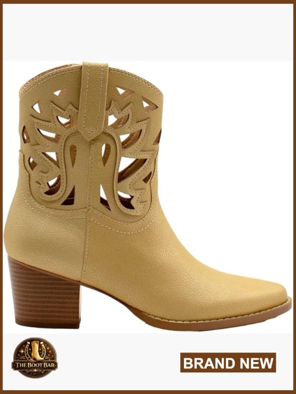 Western Ankle Boots with Side Cutouts and Inside Zipper